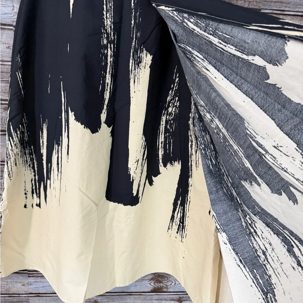 Eva Franco Anthropologie Abstract Brushstroke Faux Wrap Skirt Size 4 - Picture 2 of 6
